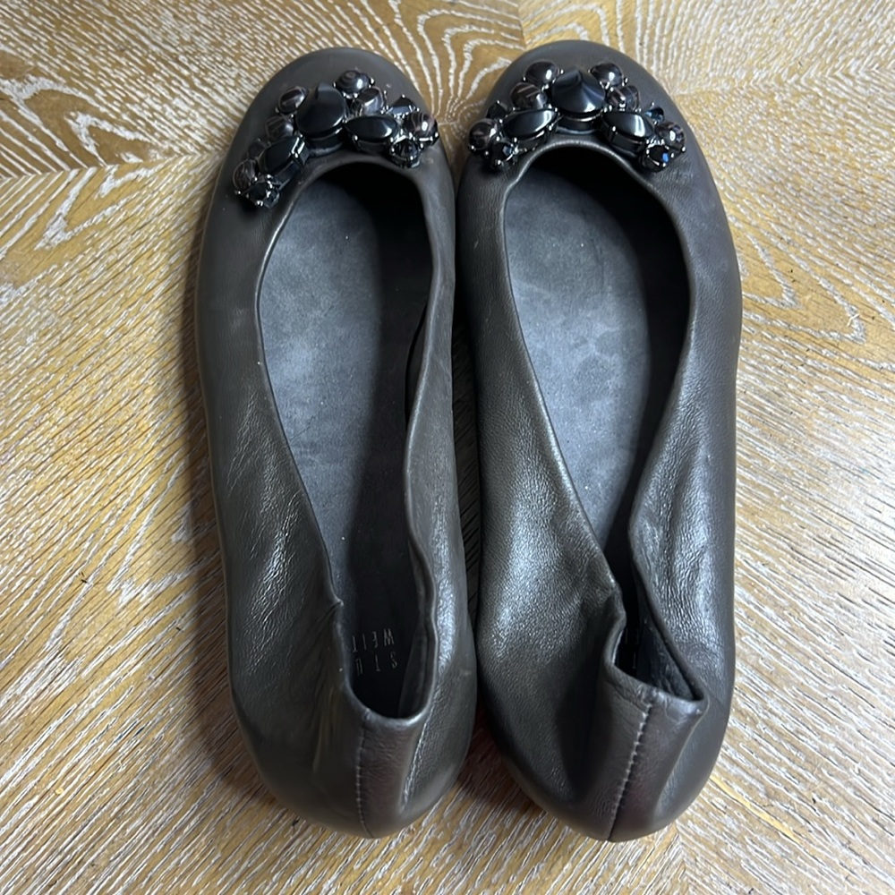 STUART WEITZMAN Grey Embellished Ballerina Flats 9.5 - Picture 6 of 11